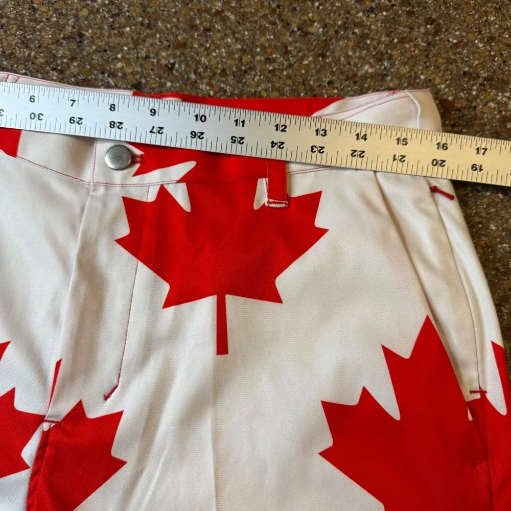 Loudmouth Golf Mens Pants 32x30 White Red Maple Leaf‎ Print Straight Leg